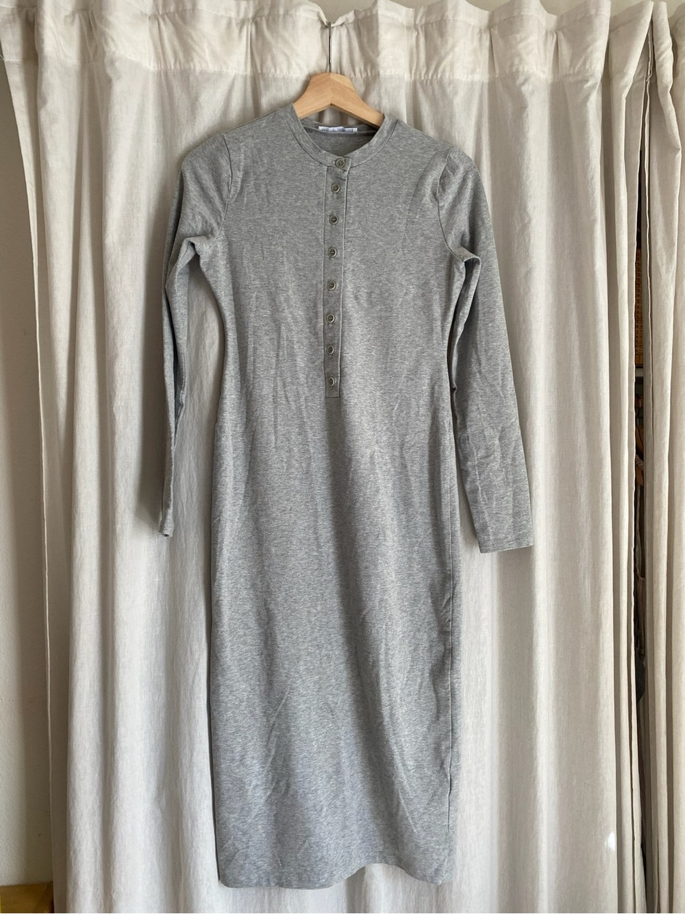 Reformation Womens Size S Stein Long Sleeve Henley Cotton Blend Midi Dress